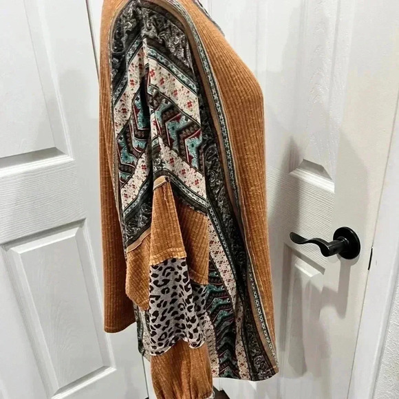 Gigio mixed media Oversized bohemian scoop neck, ribbed, sweater ❤️ - Picture 8 of 9